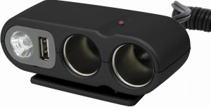 ROZGAŁĘZIACZ PODWÓJNY DWÓJNIK + USB + LATARKA LED