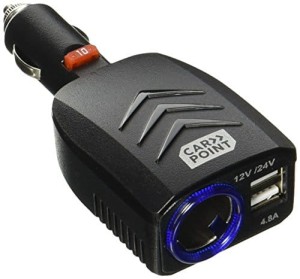 ŁADOWARKA SAMOCHODOWA 2 x USB 4.8A 12V 24V + GNIAZDO